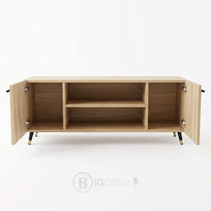 Meuble TV moderne en bois chêne clair avec rangements - Style scandinave – Image 4