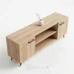 Meuble TV moderne en bois chêne clair avec rangements - Style scandinave – Image 9