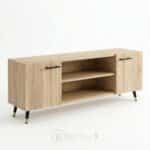 Meuble TV moderne en bois chêne clair avec rangements - Style scandinave – Image 3