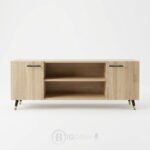 Meuble TV moderne en bois chêne clair avec rangements - Style scandinave – Image 2