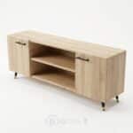 Meuble TV moderne en bois chêne clair avec rangements - Style scandinave