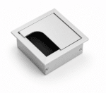 Passe-câbles de bureau métallique 8x8 cm avec ouverture rabattable