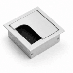 Passe-câbles de bureau métallique 8x8 cm avec ouverture rabattable