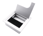 Passe-câbles de bureau métallique 8x8 cm avec ouverture rabattable – Image 3