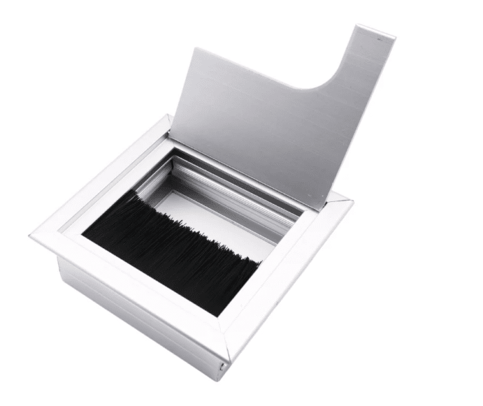 Passe-câbles de bureau métallique 8x8 cm avec ouverture rabattable – Image 3