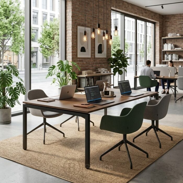 Table de Réunion Semi-Métallique 240x120 cm | Design Industriel & Élégant – BIG OFFICE – Image 2