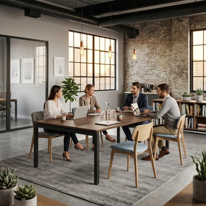 Table de Réunion Semi-Métallique 240x120 cm | Design Industriel & Élégant – BIG OFFICE – Image 3