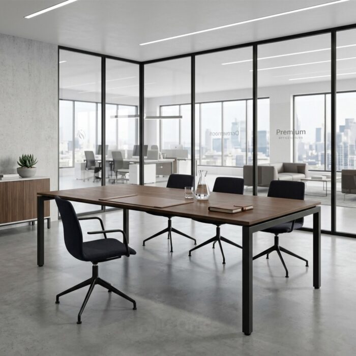 Table de Réunion Semi-Métallique 240x120 cm | Design Industriel & Élégant – BIG OFFICE – Image 4