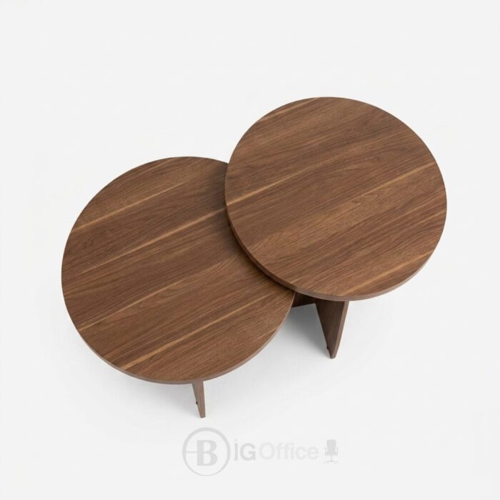 Tables basses rondes gigognes effet noyer - Design minimaliste – Image 5