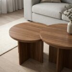 Tables basses rondes gigognes effet noyer - Design minimaliste – Image 7