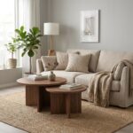 Tables basses rondes gigognes effet noyer - Design minimaliste – Image 8