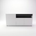 Bahut de Rangement en Bois MDF Blanc avec Niche de Rangement | Big Office Maroc