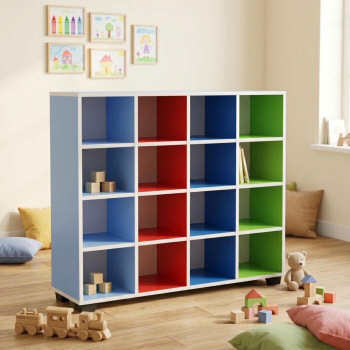 Meuble de Rangement Multicases 16 Compartiments – MDF Mélaminé Multicolore – Image 2