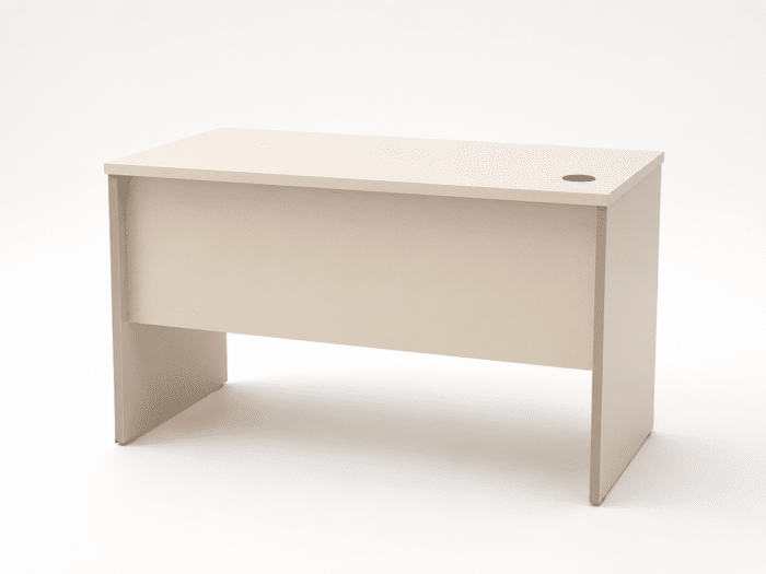 Bureau MDF 120x60x75 cm avec Caisson Fixe 2 Tiroirs – Beige – Image 2