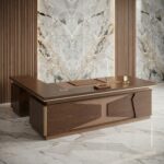 Bureau de Direction 260x95 cm en Bois MDF Effet Noyer