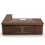 Bureau de Direction 260x95 cm en Bois MDF Effet Noyer – Image 2