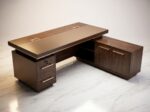 Bureau de Direction en MDF Effet Noyer avec Retour Latéral et Caisson Intégré – 180x85 cm et 200x85 cm – Image 2