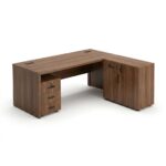 Bureau de Direction en Bois MDF 180x80 cm avec Meuble Retour et Caisson Mobile 3 Tiroirs | Big Office Maroc – Image 2
