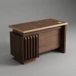Bureau de Direction Bois Noyer avec Profil Aluminium Doré 120 x 60 cm – Image 2
