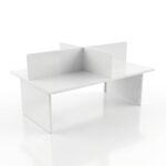 Bureau Open Space 4 Postes en Bois MDF Blanc – Mobilier de Bureau Professionnel au Maroc