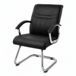 Chaise Visiteur en Similicuir Noir sur Piètement Chromé