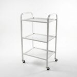 Chariot Médical en Métal Blanc à 3 Plateaux avec Roulettes