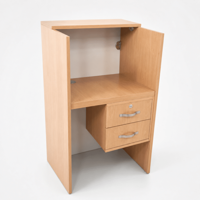 Comptoir de Réception en Bois MDF Effet Hêtre - H 110 x L 60 x P 50 cm – Image 2