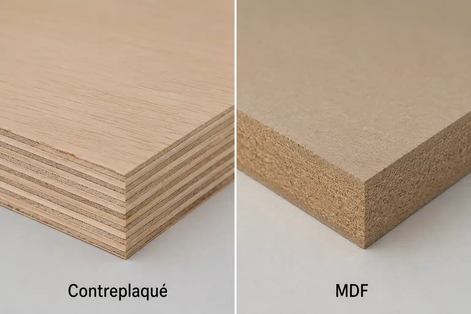 Contreplaqué ou MDF : comparaison des deux matériaux pour meubles