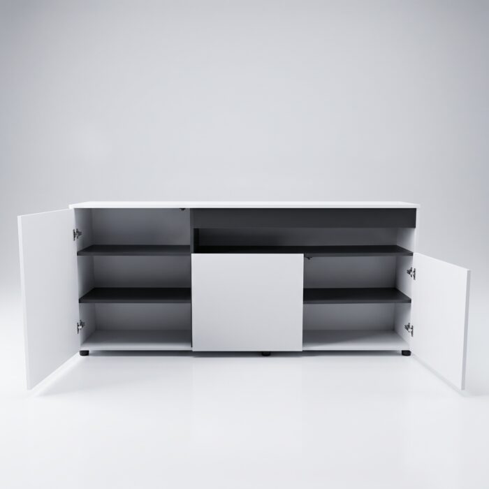 Bahut de Rangement en Bois MDF Blanc avec Niche de Rangement | Big Office Maroc – Image 2