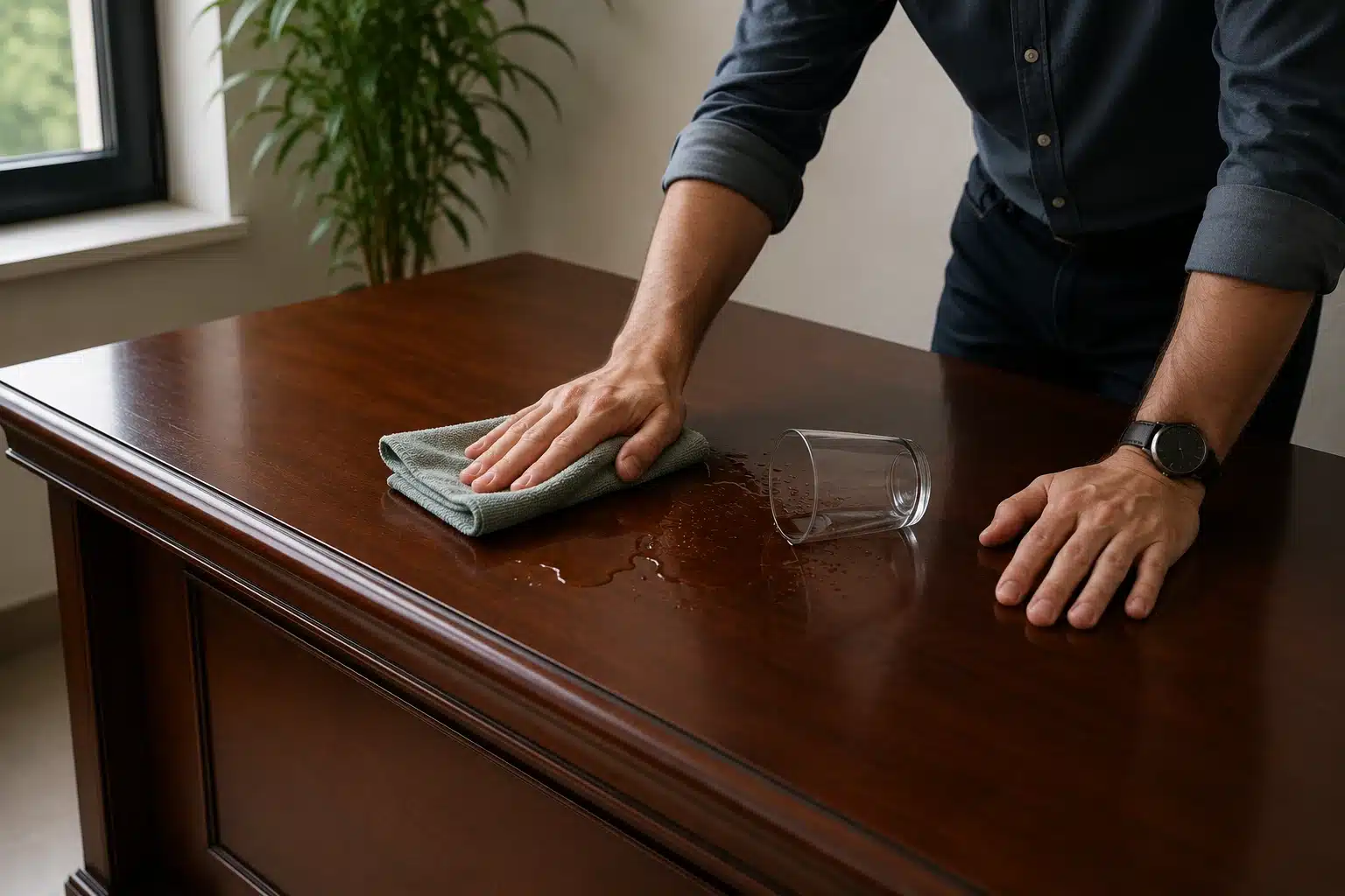 Pourquoi essuyer immédiatement l'eau sur un bureau