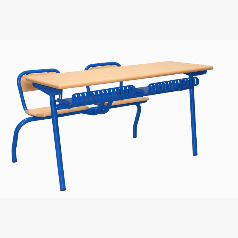 Pupitre Scolaire Double en Métal et Bois Effet Hêtre Mobilier — free download