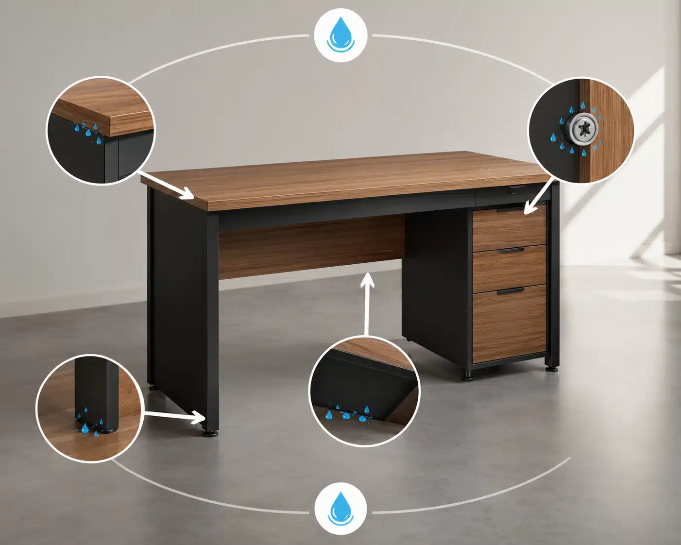 Quels matériaux de bureau résistent le mieux à l'humidité