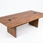 Table de Réunion 240x120 cm en Bois Effet Noyer avec 2 Passe-Câbles | Big Office Maroc