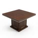 Table de réunion carrée MDF Noyer 120x120 cm – Piètement central