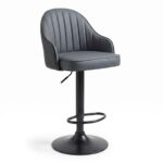 Tabouret de Bar Réglable en Hauteur avec Assise Rembourrée Gris