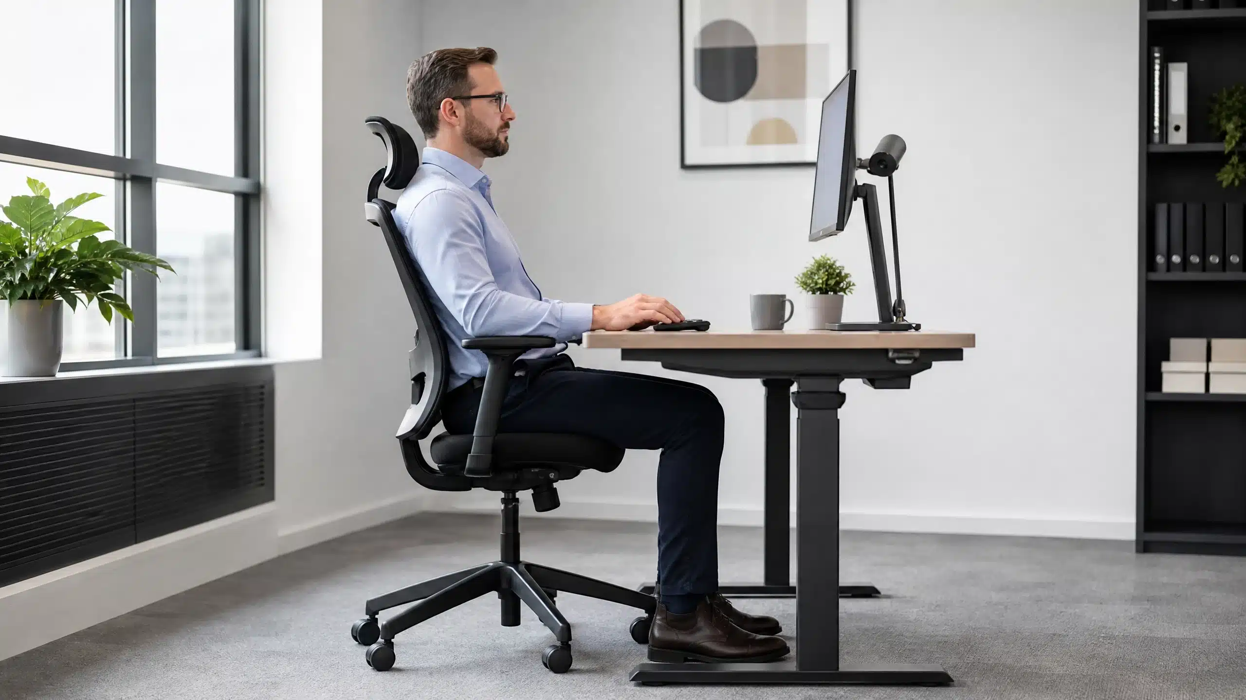 Vue d'ensemble d'un poste de travail correctement aménagé