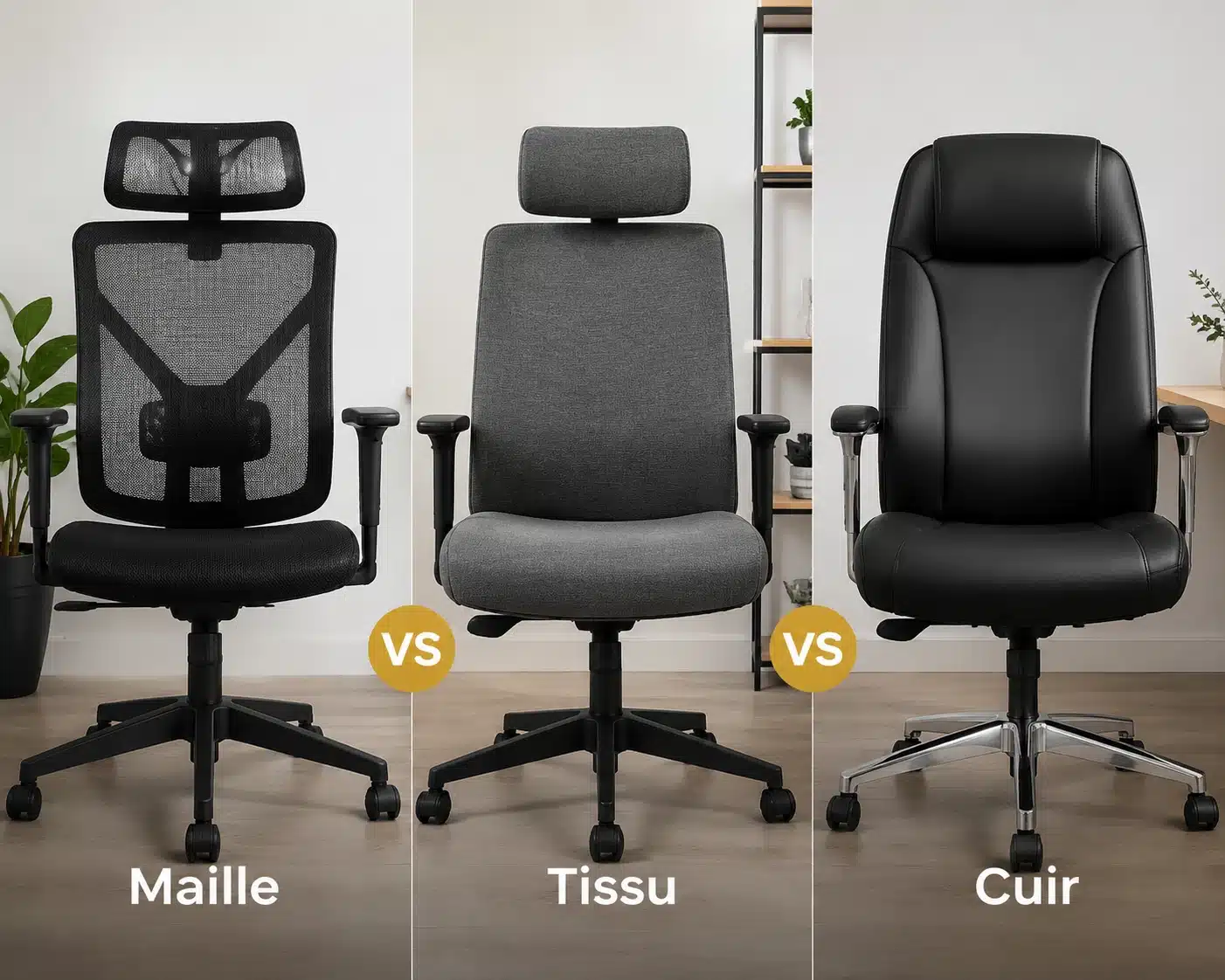 Comparatif des revêtements pour chaise de bureau : maille, tissu, simili cuir