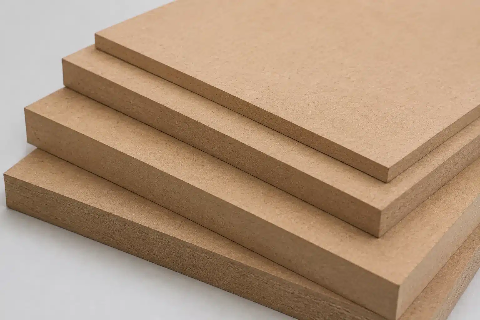 Coupe transversale d'un panneau MDF montrant la structure homogène des fibres compressées