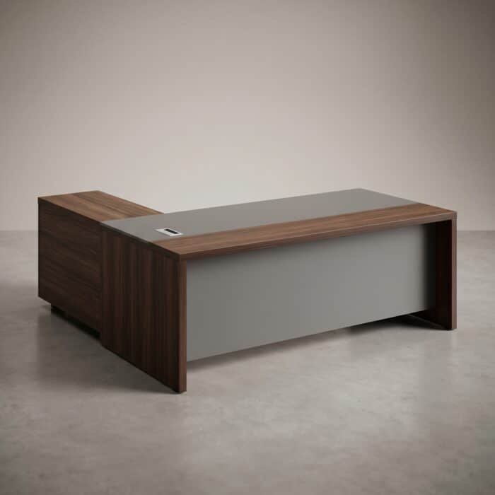 Bureau de Direction en Bois MDF avec Retour Mobile et Caisson Mobile 3 Tiroirs | Big Office Maroc – Image 3