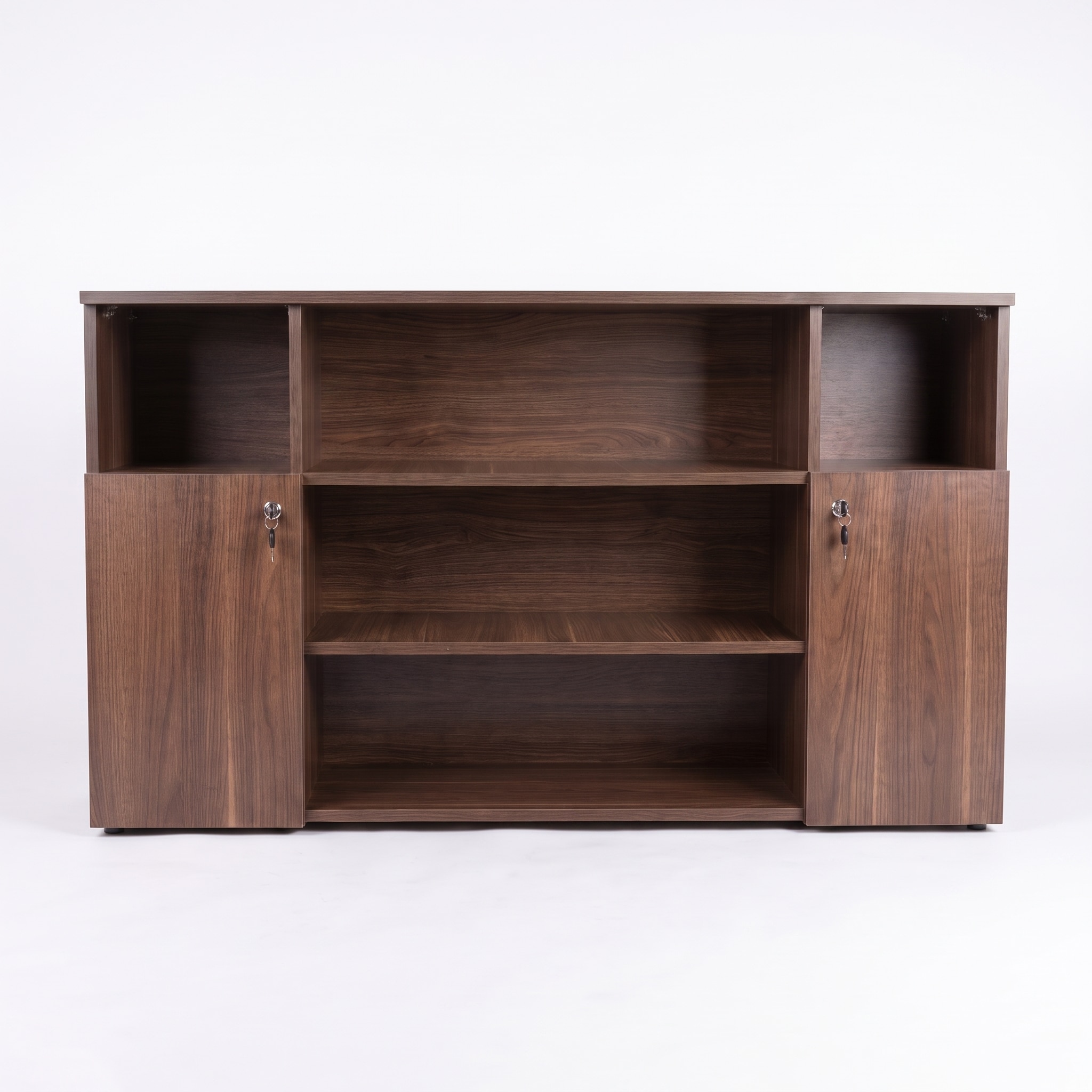 Bahut de bureau en bois MDF noyer 200x40x80 cm Bahut de Bureau en Bois MDF avec Portes Battantes – 200 × 40 × 80 cm – Image 1