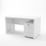 Bureau de bureau en bois MDF blanc avec caisson mobile 3 tiroirs – Fabrication locale Maroc