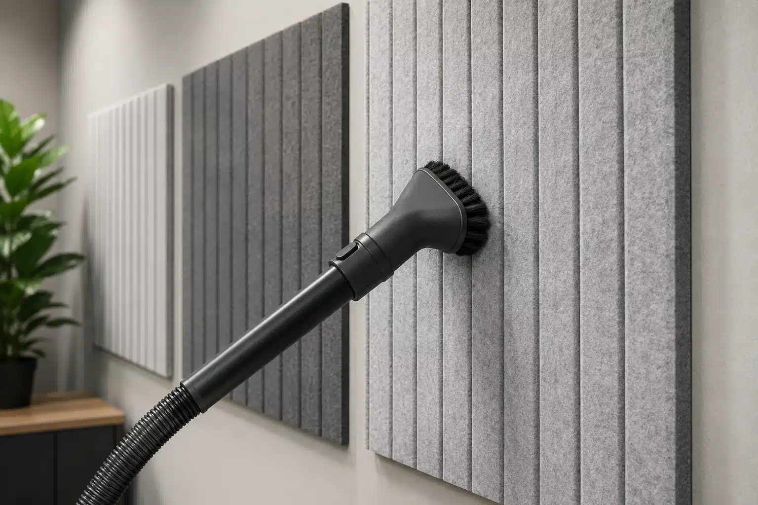 Aspiration d'un panneau acoustique avec un embout brosse