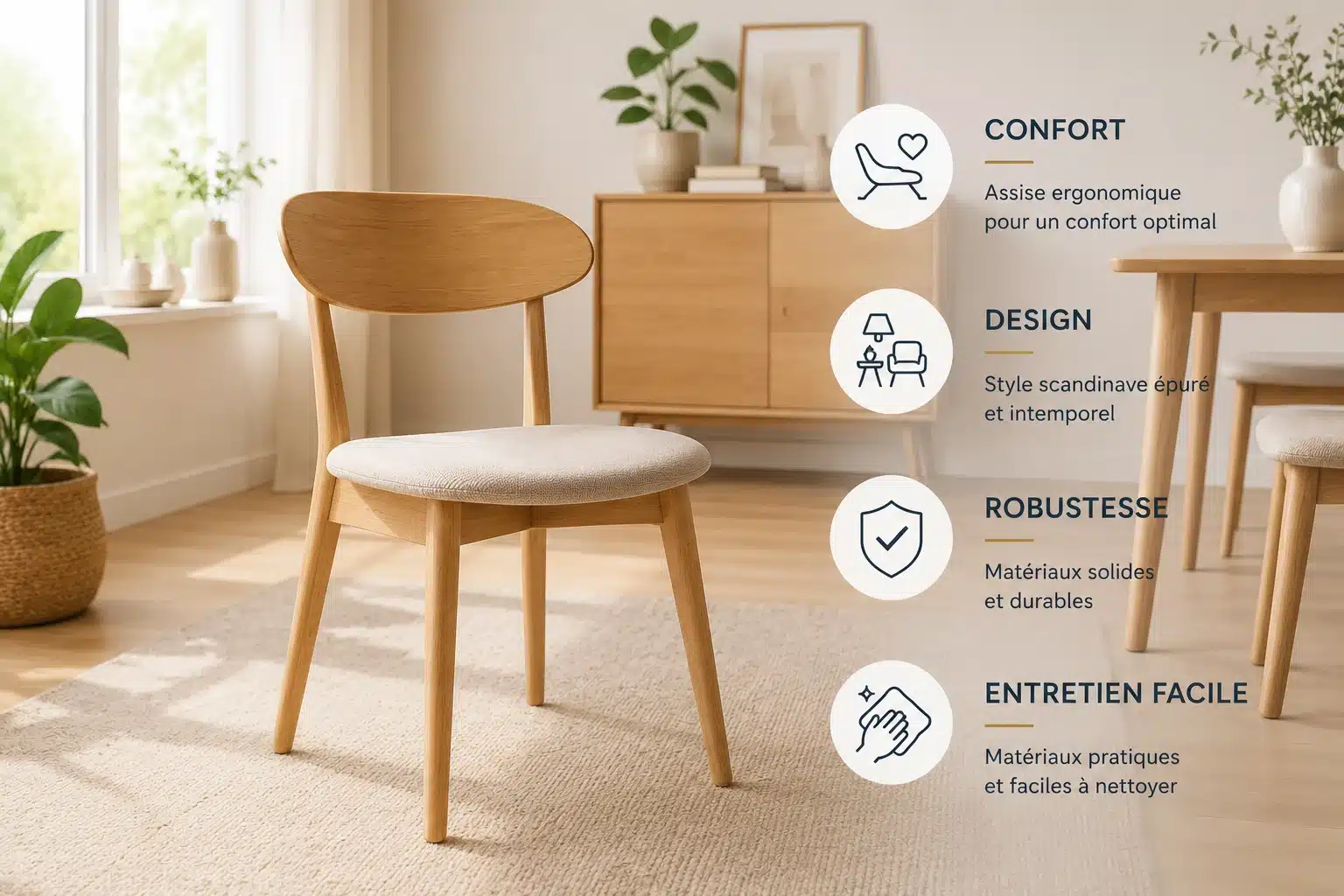 Avantages d'une chaise scandinave : légèreté, solidité et confort au quotidien