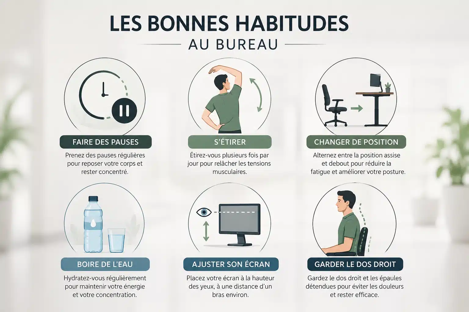 Bonnes habitudes à adopter pour prévenir les douleurs liées à la posture au bureau