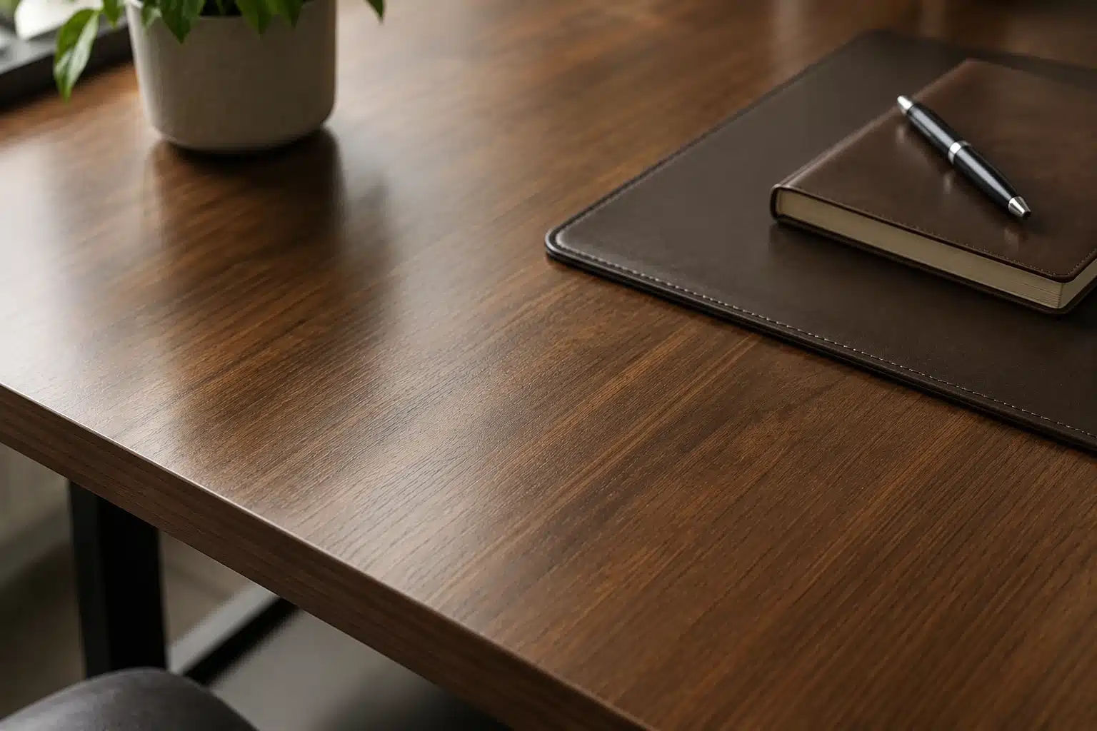 Bureau en bois bien protégé et entretenu au quotidien