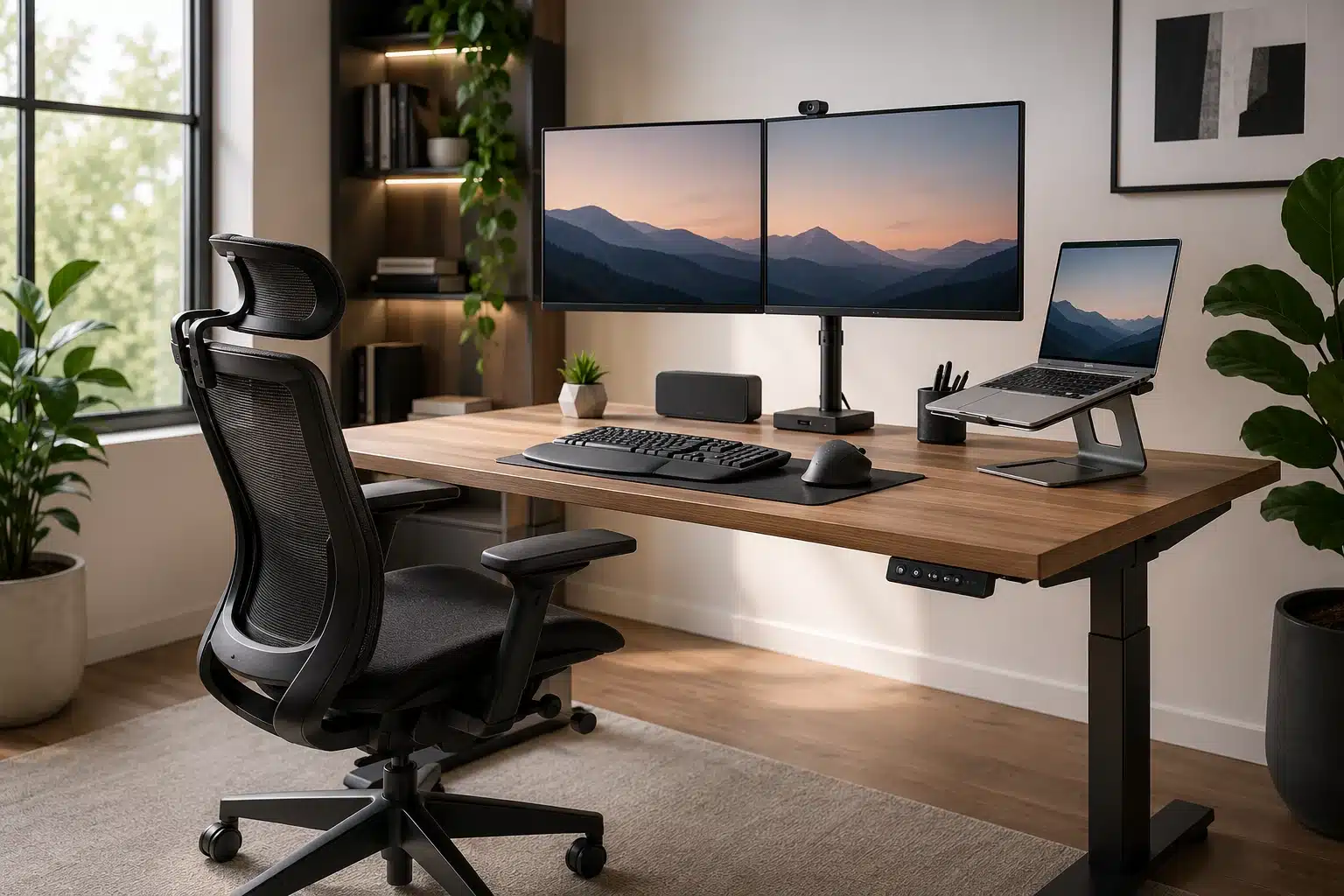 Bureau ergonomique moderne pour une posture de travail saine