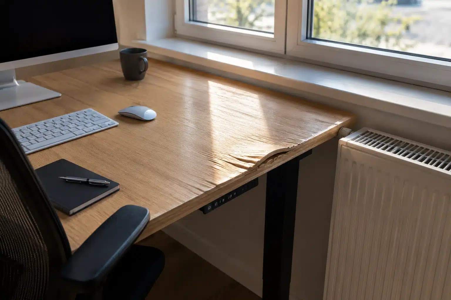Bureau en bois placé trop près d'un radiateur