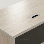 Bureau de travail bois clair et noir avec caisson mobile à 3 tiroirs