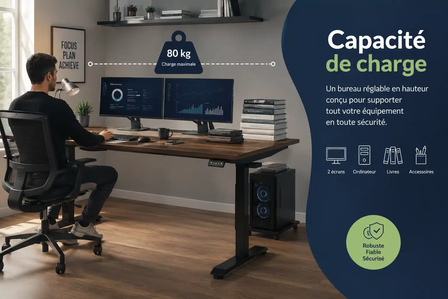 Capacité de charge à vérifier selon l’équipement informatique