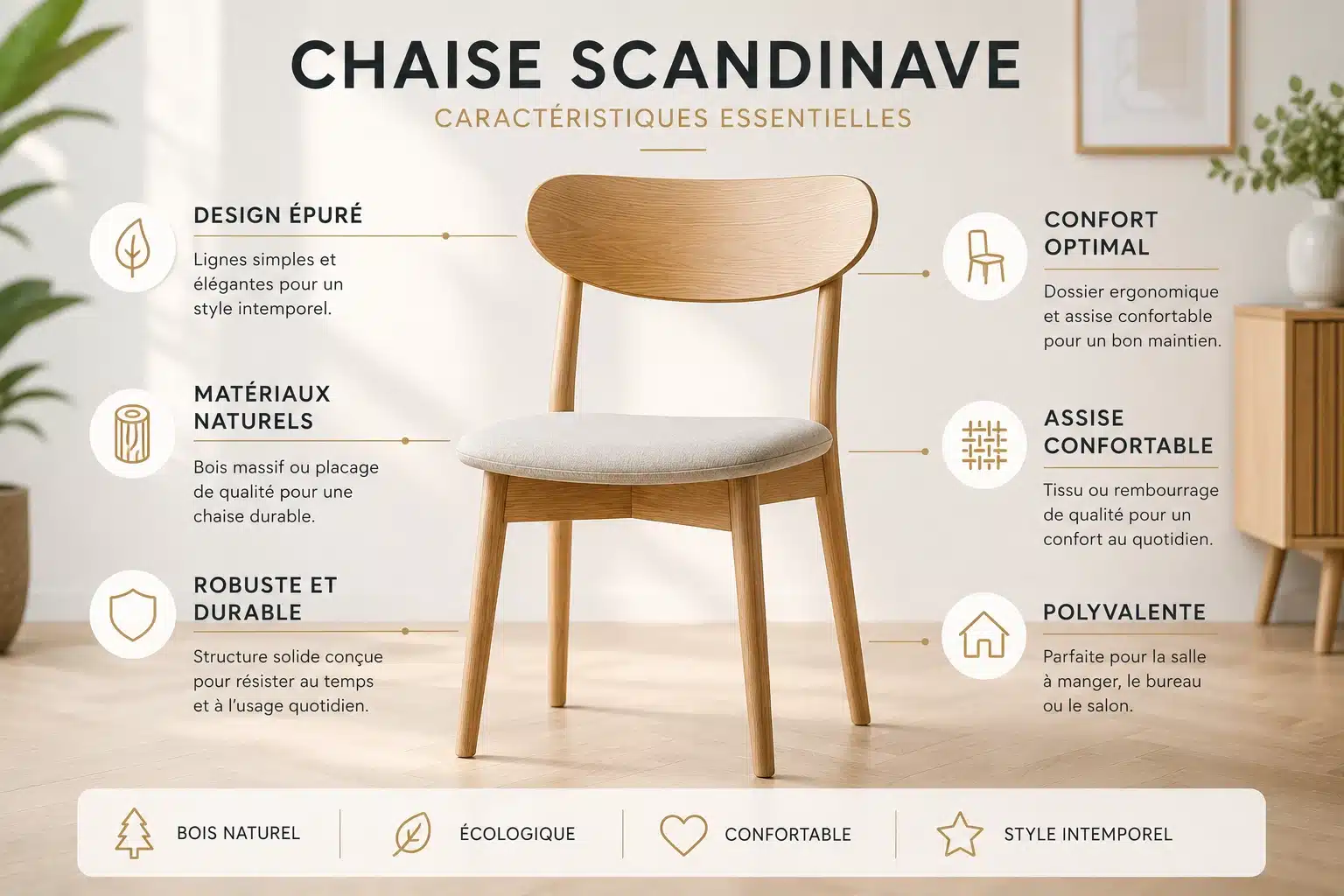 Caractéristiques essentielles d'une chaise scandinave en bois